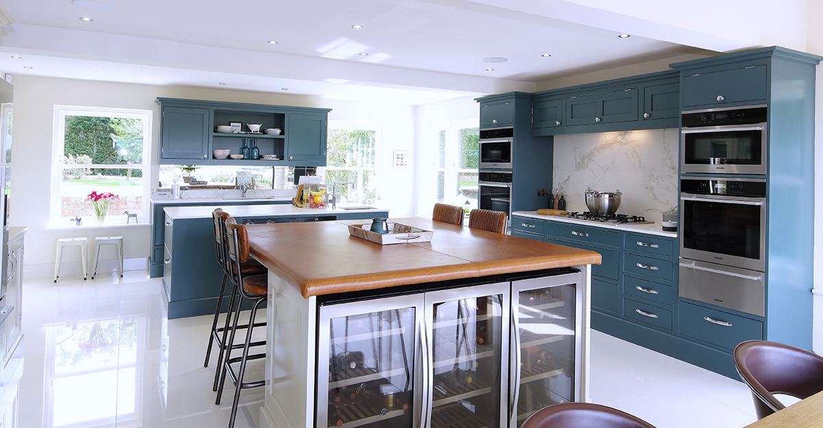 contemporary ichira blue and cornforth white kitchen
